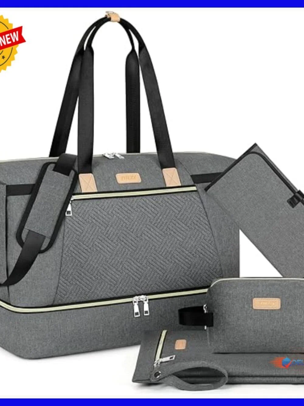 Large Nylon Diaper Bag Tote with Changing Pad, Insulated Pockets, Stroller